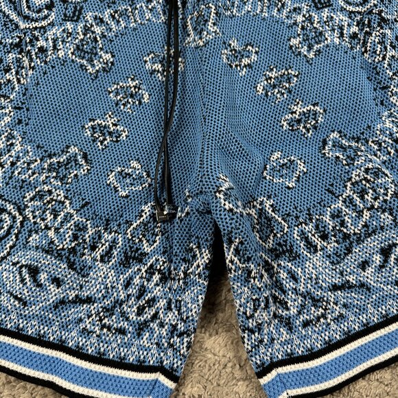 Amiri Blue Bandana Knit Cotton Shorts Mens Size Large - Picture 2 of 3